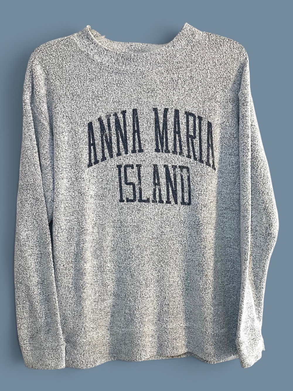 MV Sport Anna Maria Island Florida Textured Knit Beach Crewneck Gray Small
